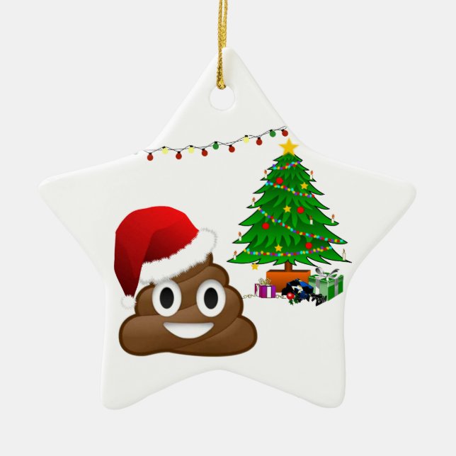 christmas poo emoji ceramic tree decoration (Front)