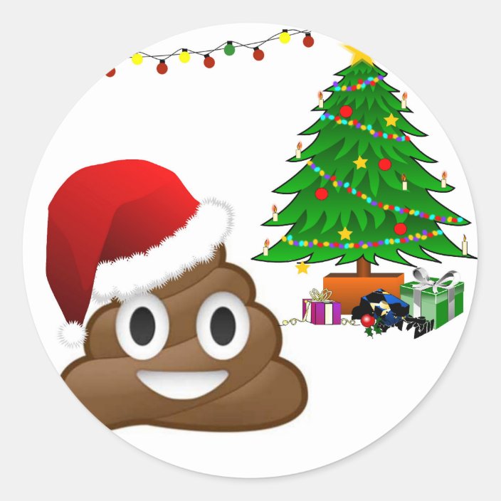 christmas poo emoji classic round sticker | Zazzle.co.uk