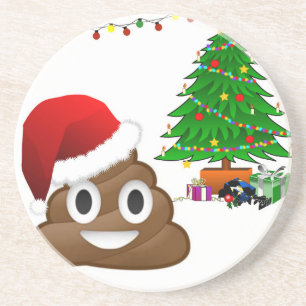 christmas poo emoji coaster