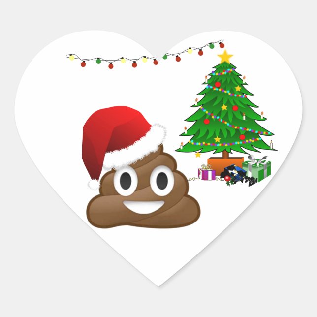 christmas poo emoji heart sticker (Front)