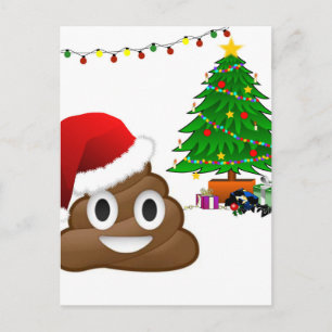 christmas poo emoji holiday postcard