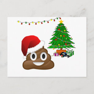 christmas poo emoji holiday postcard