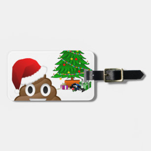 christmas poo emoji luggage tag
