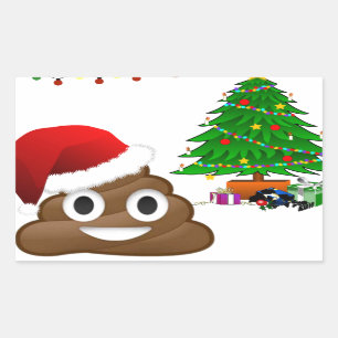 christmas poo emoji rectangular sticker