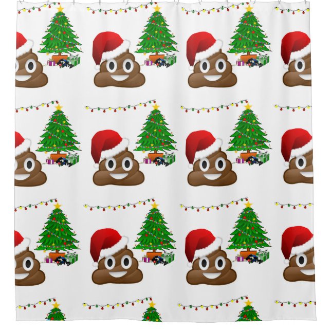 christmas poo emoji shower curtain (Front)