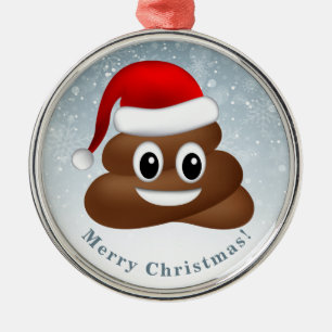 christmas poo emoji with santa hat metal tree decoration