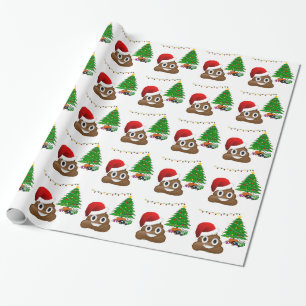 christmas poo emoji wrapping paper