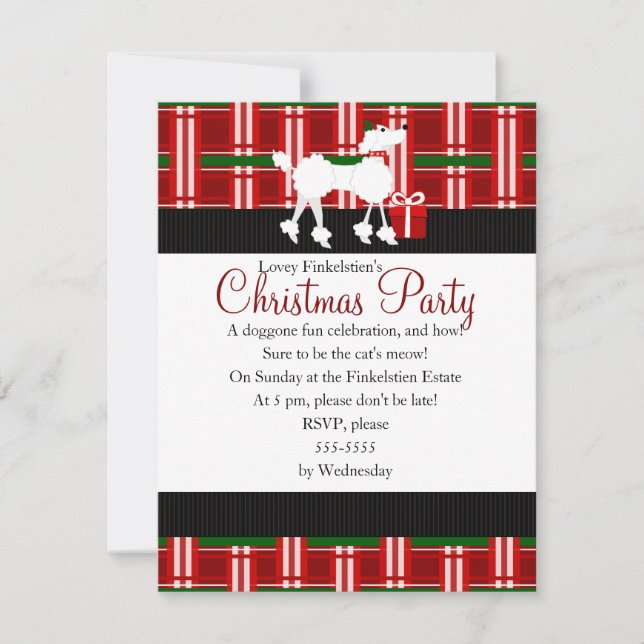 Christmas Poodle and Plaid! Invitation (Front)