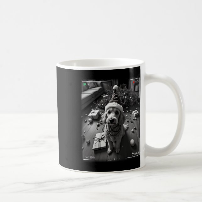 Christmas Poodle Caught On Camera  Coffee Mug (Right)