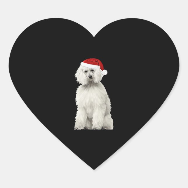 Christmas Poodle Christmas Tree Dog Puppy Watercol Heart Sticker (Front)