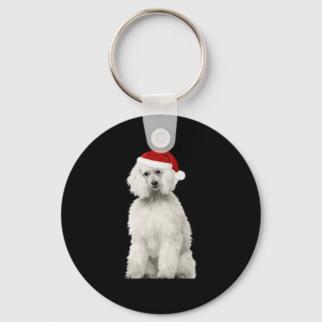 Christmas Poodle Christmas Tree Dog Puppy Watercol Key Ring (Front)