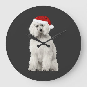Christmas Poodle Christmas Tree Dog Puppy Watercol Large Clock