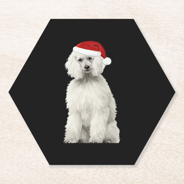 Christmas Poodle Christmas Tree Dog Puppy Watercol Paper Coaster (Front)