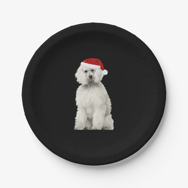 Christmas Poodle Christmas Tree Dog Puppy Watercol Paper Plate (Front)