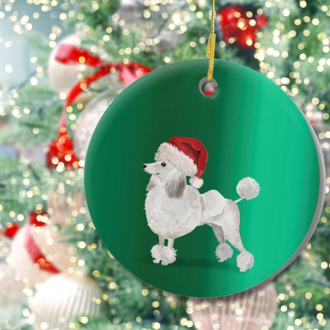 Christmas Poodle Dog Green Merry Greeting Ceramic Tree Decoration (Creator Uploaded)