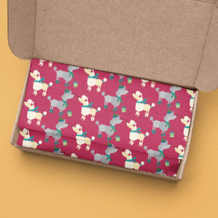 Christmas Poodle Dog Holiday Pattern Tissue Paper