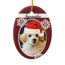 Christmas poodle dog oval ornament