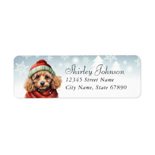 Christmas Poodle Dog Return Address Labels