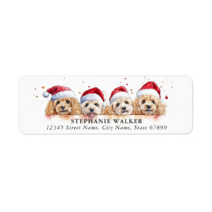 Christmas Poodle Dog Return Address Labels