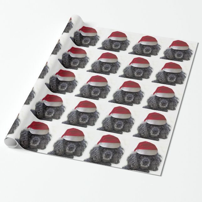 Christmas poodle dog wrapping paper (Unrolled)