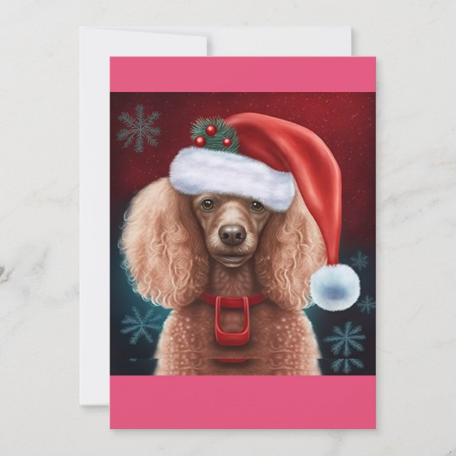 Christmas Poodle Gift T-Shirt Holiday Card (Front)