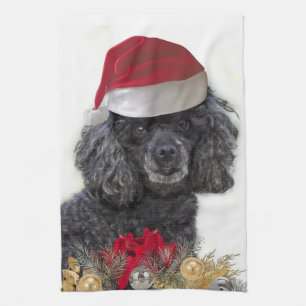 Christmas poodle kitchen towel