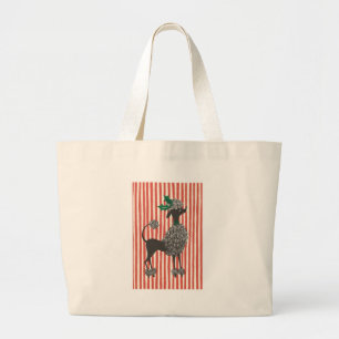 Christmas Poodle Large Tote Bag