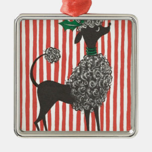 Christmas Poodle Metal Tree Decoration