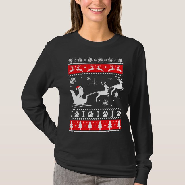 Christmas Poodle Sleigh T-Shirt (Front)