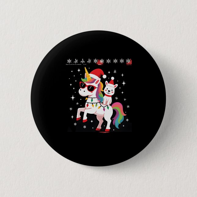 Christmas Poodle Unicorn Sunglasses Poodles T-Shir 6 Cm Round Badge (Front)
