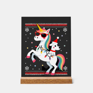 Christmas Poodle Unicorn Sunglasses Poodles T-Shir Acrylic Sign