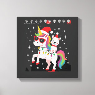 Christmas Poodle Unicorn Sunglasses Poodles T-Shir Canvas Print