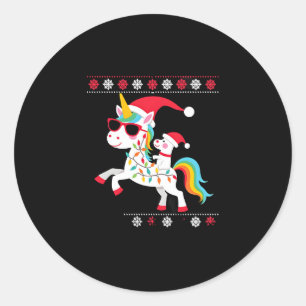 Christmas Poodle Unicorn Sunglasses Poodles T-Shir Classic Round Sticker