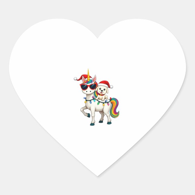 Christmas Poodle Unicorn Sunglasses Poodles T-Shir Heart Sticker (Front)