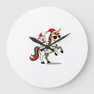 Christmas Poodle Unicorn Sunglasses Poodles T-Shir Large Clock