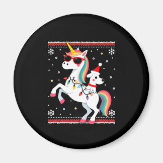 Christmas Poodle Unicorn Sunglasses Poodles T-Shir Magnet
