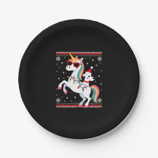 Christmas Poodle Unicorn Sunglasses Poodles T-Shir Paper Plate