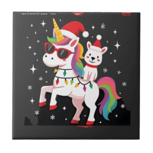 Christmas Poodle Unicorn Sunglasses Poodles T-Shir Tile