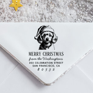 Christmas Poodle Vintage Poodle Puppy in Santa Hat Self-inking Stamp