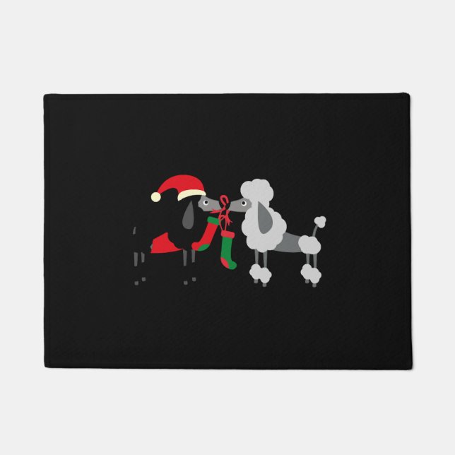 Christmas Poodles Christmas Dogs Christmas Poodle Doormat (Front)