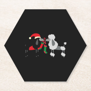 Christmas Poodles Christmas Dogs Christmas Poodle Paper Coaster