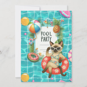 Christmas Pool Party for Cat Lovers Invitation