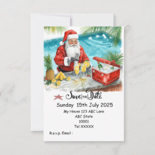 Christmas Pool Party – Santa Claus Save the Date  Invitation