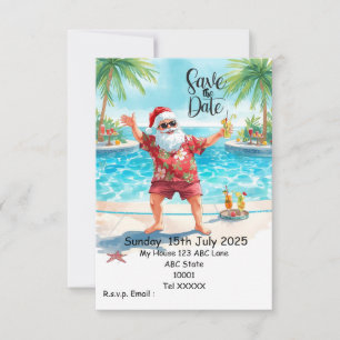 Christmas Pool Party – Santa Claus Save the Date  Invitation