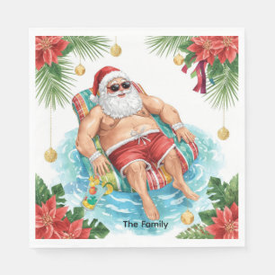 Christmas Pool Party with Santa Claus  Napkin