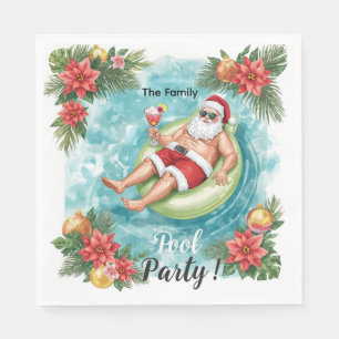 Christmas Pool Party with Santa Claus Napkin