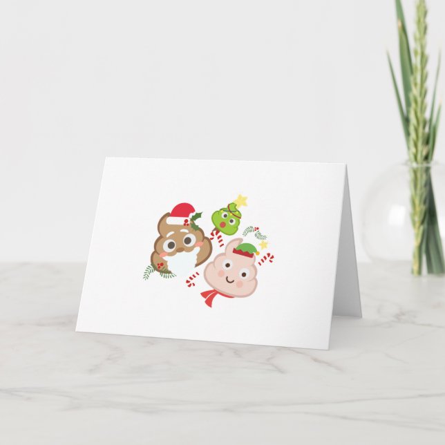Christmas Poop Emoji Funny Kids Men Women Holiday Card (Front)