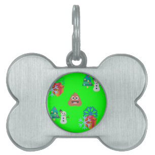 christmas poop emoji pet name tag