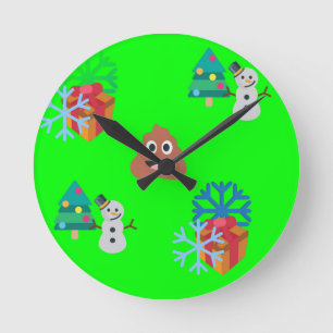 christmas poop emoji round clock