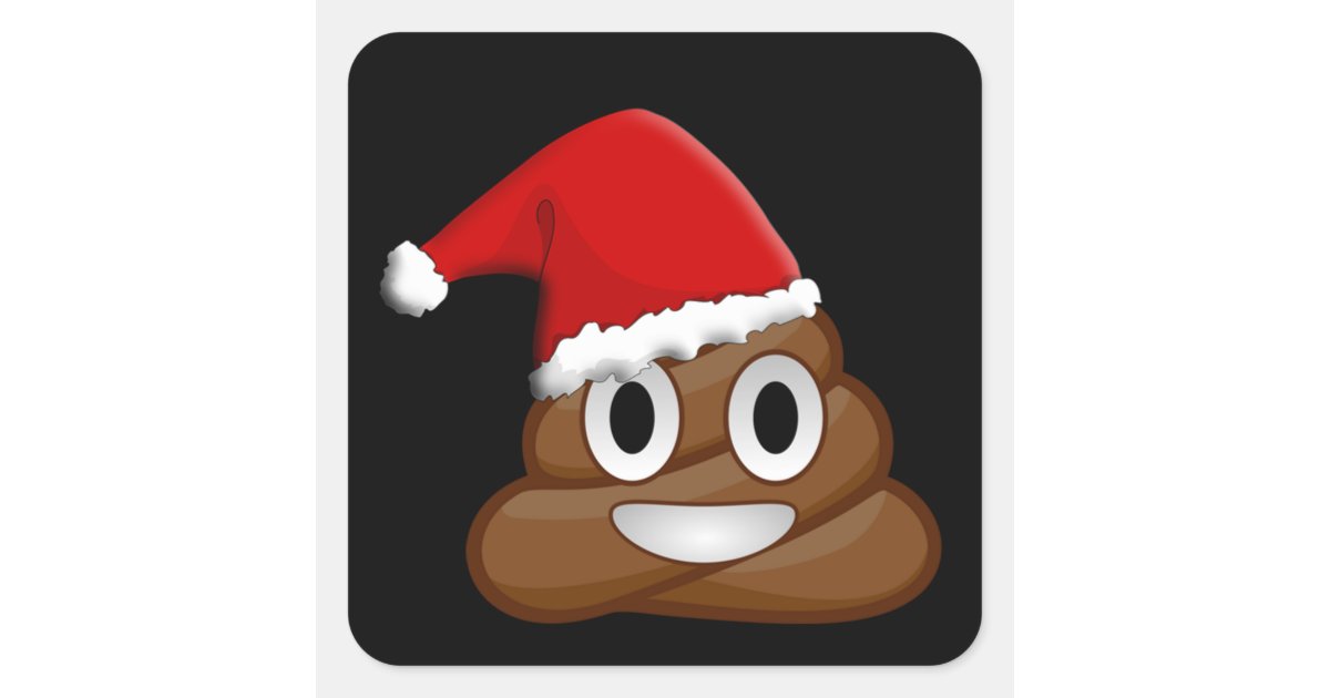 Christmas poop emoji square sticker | Zazzle